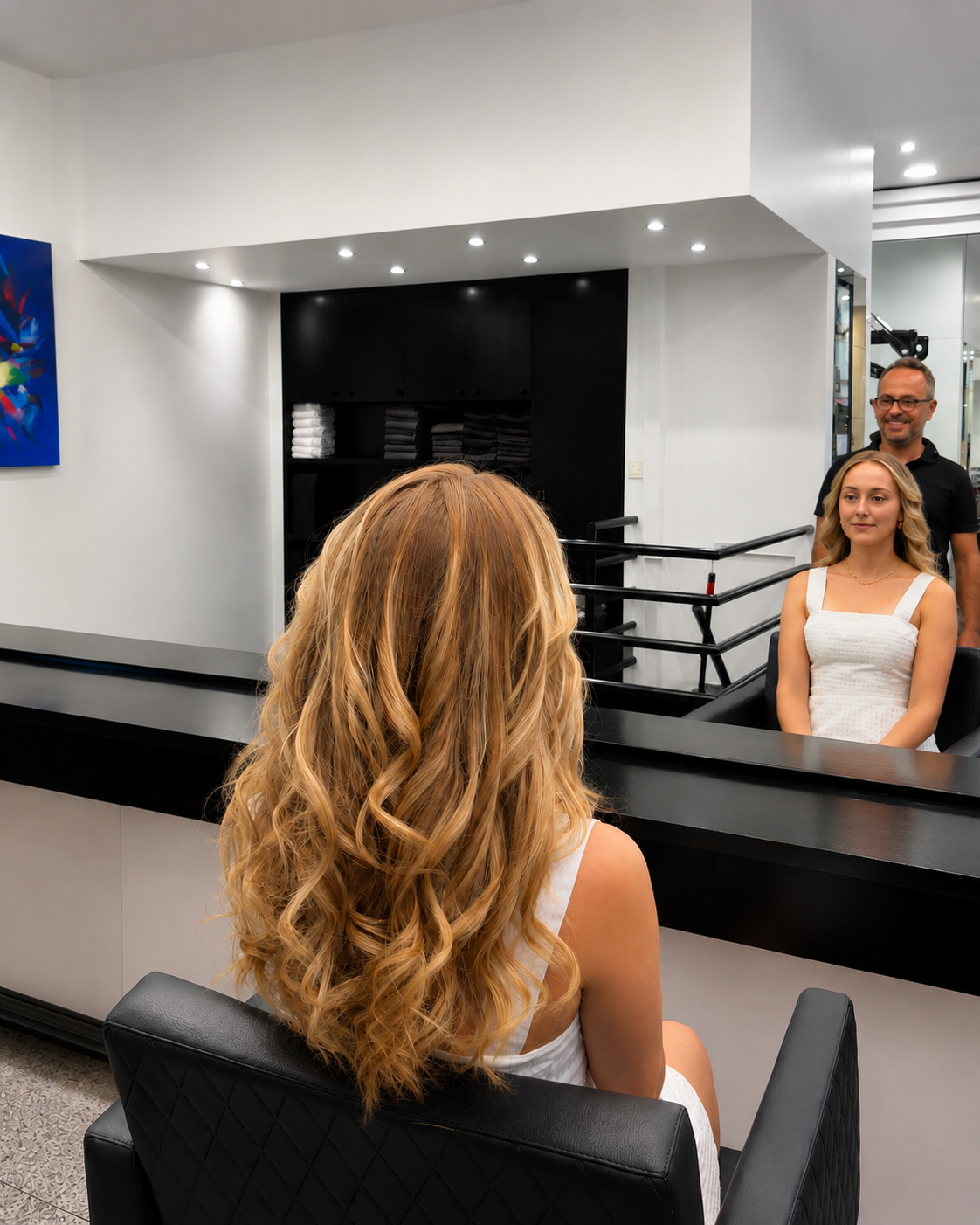 Coiffage et brushing bouclé réalisés dans le salon